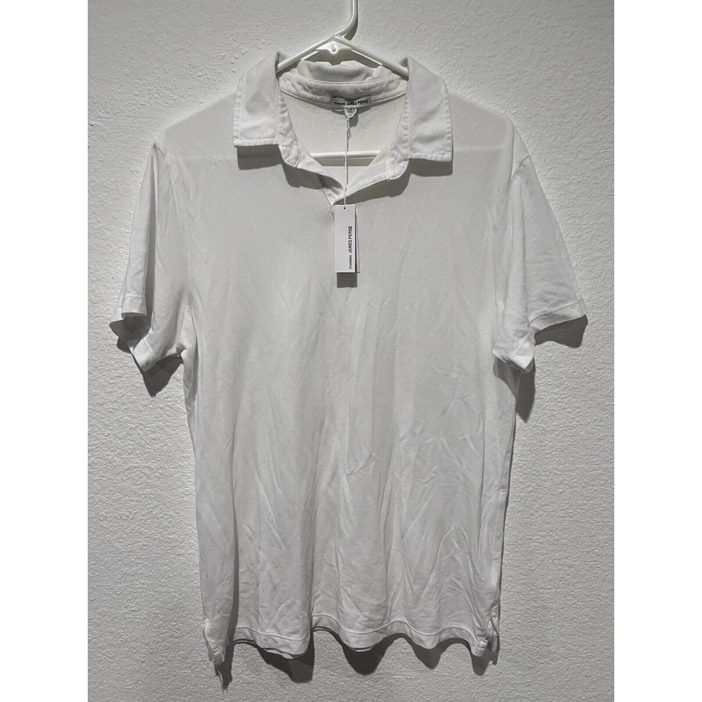 James Perse Mens White Jersey Polo Short Sleeve NWT Size S/1 BNWT MIE3944